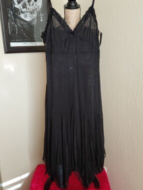 CURRENT MOOD XXL Black Lace-Trimmed Slip Dress - Women Intimates & Sleepwear